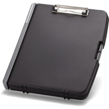 Officemate Triple File Clipboard Storage Box 8 1/2" x 11" Sheet Size - Spring Clip - Black - 1 Each