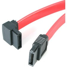 StarTech.com 12in SATA to Left Angle SATA Serial ATA Cable 1 ft SATA Data Transfer Cable for Hard Drive, Server - First End: 1 x 7-pin SATA 3.0 - Female - Second End: 1 x 7-pin SATA 3.0 - Female - 6 Gbit/s - Red - 1 Each
