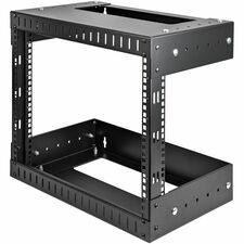 StarTech.com 8U Open Frame Wall Mount Equipment Rack - Adjustable Depth For LAN Switch, Patch Panel, Server, Computer - 8U Rack Height x 19" Rack Width - Wall Mountable Open Frame - 2 Post - Black - SPCC, Steel, Cold Rolled Steel - 135 lb Maximum Weight C