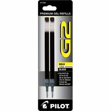 Pilot G2 Bold Gel Pen Refills 1 mm , Bold Point - Black Ink - Smear Proof, Water Resistant - 2 / Pack