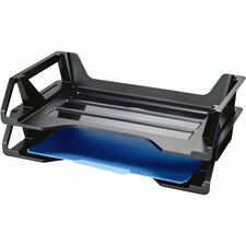 Officemate Achieva Side Loading Letter Trays 5.38" Height x 15.13" Width x 8.88" Depth - Desktop - Stackable - 30% Recycled - Black - Plastic - 2 / Pack