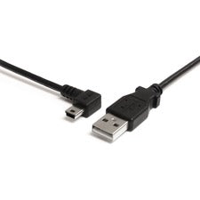 StarTech.com 6 ft Mini USB Cable - A to Left Angle Mini B 6 ft USB/USB-B Data Transfer Cable for Camera, Portable Hard Drive, Smartphone, GPS, Camcorder, MP3 Player, PDA, PC, MAC - First End: 1 x 4-pin USB 2.0 Type A - Male - Second End: 1 x 5-pin Mini US