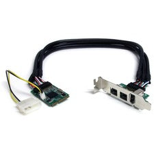 StarTech.com 3 Port 2b 1a 1394 Mini PCI Express FireWire Card Adapter Mini PCI Express - Plug-in Card - 3 Firewire Port(s) - 1 Firewire 400 Port(s) - 2 Firewire 800 Port(s) - PC, Linux - TAA Compliant