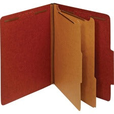 Pendaflex 2/5 Tab Cut Letter Recycled Classification Folder 8 1/2" x 11" - 2 1/2" Expansion - 2 Fastener(s) - 2" Fastener Capacity, 1" for Divider - Top Tab Location - Right of Center Tab Position - 2 Divider(s) - 25 pt. - Pressboard - Red - Tyvek Gusset,