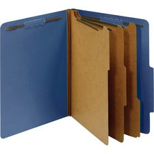 Pendaflex 2/5 Tab Cut Letter Recycled Classification Folder 8 1/2" x 11" - 3 1/2" Expansion - 5 Fastener(s) - 2" for Folder, 1" for Divider - Top Tab Location - Right of Center Tab Position - 3 Divider(s) - 25 pt. - Pressboard - Dark Blue - Durable, Tyvek