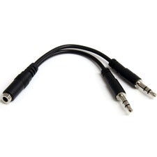 StarTech.com 3.5mm 4 Position to 2x 3 Position 3.5mm Headset Splitter Adapter - F/M 5.10" Mini-phone Audio Cable for Audio Device, Headphone, Microphone, Notebook, Headset - First End: 1 x 4-pin Mini-phone Stereo Audio - Female - Second End: 2 x 3-pin Min