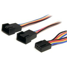 StarTech.com 12in 4 Pin Fan Power Splitter Cable For CPU Fan - 1 ft Cord Length - Molex / Molex - 1 Each