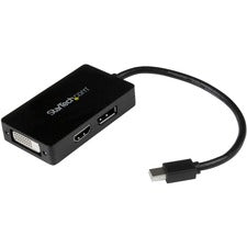 StarTech.com MDP to DP/DVI/HDMI Adapter 1 x 20-pin Mini DisplayPort Digital Audio/Video - Male - 1 x 25-pin DVI-D Digital Video - Female, 1 x 19-pin HDMI Digital Audio/Video - Female, 1 x 20-pin DisplayPort Digital Audio/Video - Female - Black - 1 Each
