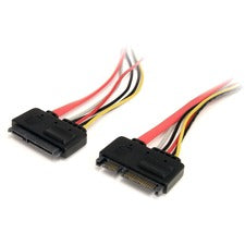 StarTech.com 12in 22 Pin SATA Power and Data Extension Cable 1 ft SATA Data Transfer Cable for Hard Drive, Motherboard, Backplane - First End: 1 x 22-pin SATA - Male - Second End: 1 x 22-pin SATA - Female - Extension Cable - Red - 1 Each
