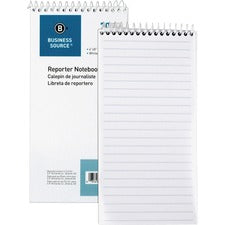 Business Source Coat Pocket-size Reporters Notebook 70 Sheets - Spiral - 4" x 8" Sheet Size - White Paper - 1 Dozen