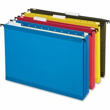 Pendaflex SureHook Legal Recycled Hanging Folder 3 1/2" Folder Capacity - 8 1/2" x 14" - 3 1/2" Expansion - 11 pt. - Poly - Blue, Red, Yellow, Standard Green - Reinforced, Laminated, Acid-free, Built-in Tension Spring, Reinforced Top, Expandable Gusset -