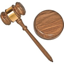 Advantus Gavel Set with Sound Block and Brass Band Brass
