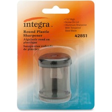 Integra Handheld 1-hole Pencil Sharpener Canister Desktop, Handheld - 1 Hole(s) - Plastic, Aluminum - Smoke - 1 Each