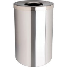 Genuine Joe 30 Gallon Stainless Steel Trash Receptacle 30 gal Capacity - Durable, Heavy Duty - 31.5" Height x 20" Diameter - Stainless Steel - Silver - 1 Each