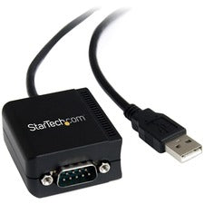 StarTech.com 1 Port FTDI USB to Serial RS232 Adapter Cable with Isolation 1 x 9-pin DB-9 RS-232 Serial - Male - 1 x 4-pin USB 2.0 Type A - Male - Black - 1 Each - TAA Compliant