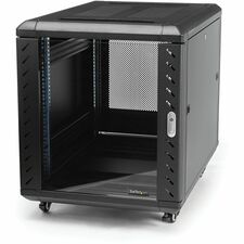 StarTech.com 12U 36in Knock-Down Server Rack Cabinet with Casters For Server, A/V Equipment, KVM Switch, Patch Panel, LAN Switch - 12U Rack Height x 19" Rack Width x 29.10" Rack Depth - 39.40" Rail Depth - Floor Standing - Black - Steel Mesh, Glass, Steel