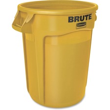 Rubbermaid Commercial Brute 32-Gallon Vented Container 32 gal Capacity - Round - Handle, Reinforced, Heavy Duty, Tear Resistant, Damage Resistant - 27.3" Height x 21.9" Diameter - Plastic - Yellow - 1 Each