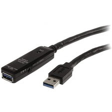 StarTech.com 10m USB 3.0 Active Extension Cable - M/F 32.81 ft USB Data Transfer Cable for MAC, PC - First End: 1 x 9-pin USB 3.0 Type A - Male - Second End: 1 x 9-pin USB 3.0 Type A - Female - 5 Gbit/s - Extension Cable - Shielding - Black - 1 Each