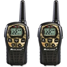 Midland LXT535VP3 24-mile Range 2-Way 22 Radio Channels - 22 GMRS - Upto 126720 ft - Auto Squelch, Keypad Lock, Silent Operation - Water Resistant - Camouflage, Mossy Oak - 2 / Each