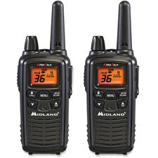 Midland LXT600VP3 Two-Way Radio 36 Radio Channels - 22 GMRS/FRS - Upto 158400 ft - 121 Total Privacy Codes - Hands-free, Silent Operation - Water Resistant - Black - 2 / Each