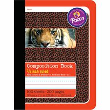 Pacon Primary Journal Dotted Midline Comp Book 100 Sheets - 0.63" Ruled - 7 1/2" x 9 3/4" Sheet Size - White Paper - Red Cover - 1 Each