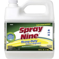 Spray Nine Heavy-Duty Cleaner/Degreaser w/Disinfectant For Refrigerator, Breakroom, Restaurant - 128 fl oz (4 quart) - Recommended For: Dirt Remover, Grease Remover, Grime Remover, Stain Remover, Soil Remover - Disinfectant - Clear - 1 Each