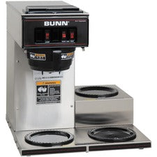 BUNN 12-Cup Low-Profile Pourover Coffee Brewer with 3 Warmers 12 Cup(s) - Multi-serve - Stainless Steel