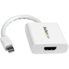 StarTech.com Mini DisplayPort to HDMI Video Adapter Converter - White 1 x 20-pin Mini DisplayPort 1.2 Digital Audio/Video - Male - 1 x 19-pin HDMI 1.4 Digital Audio/Video - Female - Nickel Connector - White - 1 Each