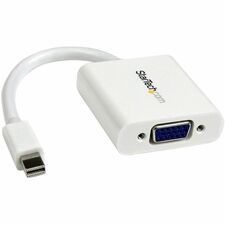 StarTech.com Mini DisplayPort to VGA Video Adapter Converter - White 1 x 20-pin Mini DisplayPort 1.1a Digital Audio/Video - Male - 1 x 15-pin HD-15 - Female - White - 1 Each