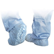 Medline Protective Shoe Covers Extra Large - Polypropylene - Blue - Fluid Resistant, Breathable, Latex-free, Non-skid - 100 / Box