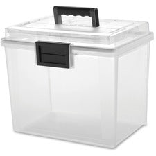 IRIS Weather Tight Portable File Box External Dimensions: 13.7" Length x 10.2" Width x 11.9" Height - 4.75 gal - Media Size Supported: Letter 8.50" x 11" - Latching Closure - Heavy Duty - Plastic - Clear, Gray - For Document, Pen/Pencil, Business Card, Fi