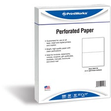 Printworks Perforated Office Paper Letter - 8 1/2" x 11" - 20 lb Basis Weight - Sustainable Forestry Initiative (SFI) - Perforated - White - 500 / Ream