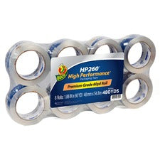 Duck HP260 High Performance Packaging Tape 60 yd Length x 1.88" Width x 3.1 mil Thickness - Crystal Clear - UV Resistant - For Sign, Sealing, Shipping, Packing - 8 / Pack