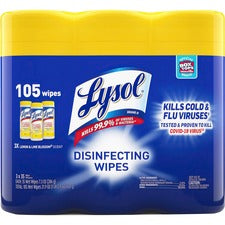 Lysol Disinfecting Wipes 3-pack Lemon Scent - Disinfectant, Antibacterial - White - 35/Tub - 3 / Pack