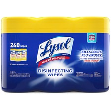 Lysol Lemon/Lime Disinfecting Wipes For Multi Surface, Multipurpose - Lemon, Lime Blossom Scent - Recommended For: Virus Remover, Bacteria Remover - Pre-moistened, Deodorize, Disinfectant, Anti-bacterial - White - 80/Tub - 3 / Pack