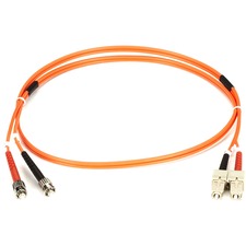 Black Box Fiber Optic Duplex Patch Network Cable 3.20 ft Fiber Optic Network Cable for Transceiver, Switch, Server, Network Device - First End: 2 x ST Network - Male - Second End: 2 x SC Network - Male - 10 Gbit/s - Patch Cable - OFNR - 50/125 µm -