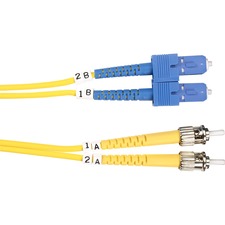 Black Box Fiber Optic Duplex Patch Network Cable 9.80 ft Fiber Optic Network Cable for Transceiver, Switch, Server, Network Device - First End: 2 x ST Network - Male - Second End: 2 x SC Network - Male - 10 Gbit/s - Patch Cable - OFNR - 9/125 µm - Y