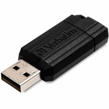 Microban PinStripe USB Flash Drive 16 GB - USB 2.0 - Black - Lifetime Warranty - 1 Each