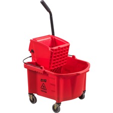 Genuine Joe Splash Shield Mop Bucket/Wringer 6.50 gal - Plastic - Red - 1 Each