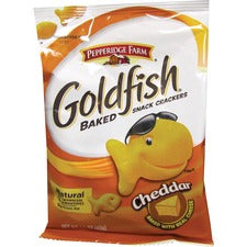 Pepperidge Farm Goldfish Baked Snack Crackers Trans Fat Free - Cheddar - 1 Serving Bag - 1.50 oz - 72 / Carton