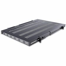 StarTech.com 1U 4-Post Adjustable Mounting Depth Heavy Duty Shelf - 27.5in/700mm Depth For Server, A/V Equipment - 1U Rack Height x 19" Rack Width x 38.30" Rack Depth - 4 Post - Black - SPCC - 330.80 lb Static/Stationary Weight Capacity - TAA Compliant