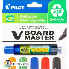 Pilot BeGreen VBoard Master Medium Bullet Marker Medium Bullet Marker Point - Refillable - 5 / Pack
