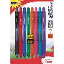 EnerGel EnerGel-X Retractable Gel Pens 0.7 mm Medium Pen Point - Refillable - Retractable - Assorted Ink - Gel-based - Assorted Barrel - Metal Tip - 8 / Pack