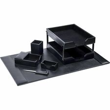Dacasso 8-Piece Econo-Line Desk Set - Bonded Black Leather 1 Each