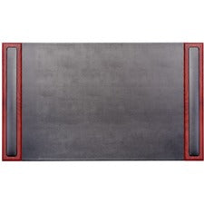 Dacasso Rosewood & Leather Side-Rail Desk Pad 20" Width - Leather - Black - 1 Each