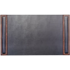Dacasso Walnut & Leather Side-Rail Desk Pad 20.50" Width - Leather - Brown - 1 Each