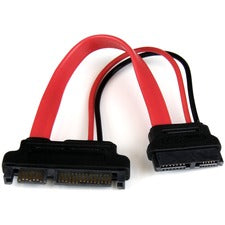 StarTech.com 6in Slimline SATA to SATA Adapter with Power - F/M 6" SATA Data Transfer Cable for Optical Drive, Motherboard - First End: 1 x 13-pin SATA 3.0 - Female - Second End: 1 x 22-pin SATA 3.0 - Male - 18 AWG - Red - 1 Each