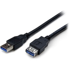 StarTech.com 6 ft Black SuperSpeed USB 3.0 Extension Cable A to A - M/F 6 ft USB Data Transfer Cable - First End: 1 x 9-pin USB 3.0 Type A - Male - Second End: 1 x 9-pin USB 3.0 Type A - Female - 5 Gbit/s - Extension Cable - Shielding - 28 AWG - Black - 1
