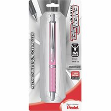 EnerGel EnerGel Alloy Retractable Gel Pens 0.7 mm Medium Pen Point - Refillable - Retractable - Black Ink - Gel-based - Metallic Pink Aluminum Alloy Barrel - Stainless Steel Tip - 1 / Pack