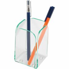 Lorell Desktop Pencil Cup Acrylic - Green, Transparent - 1 Each